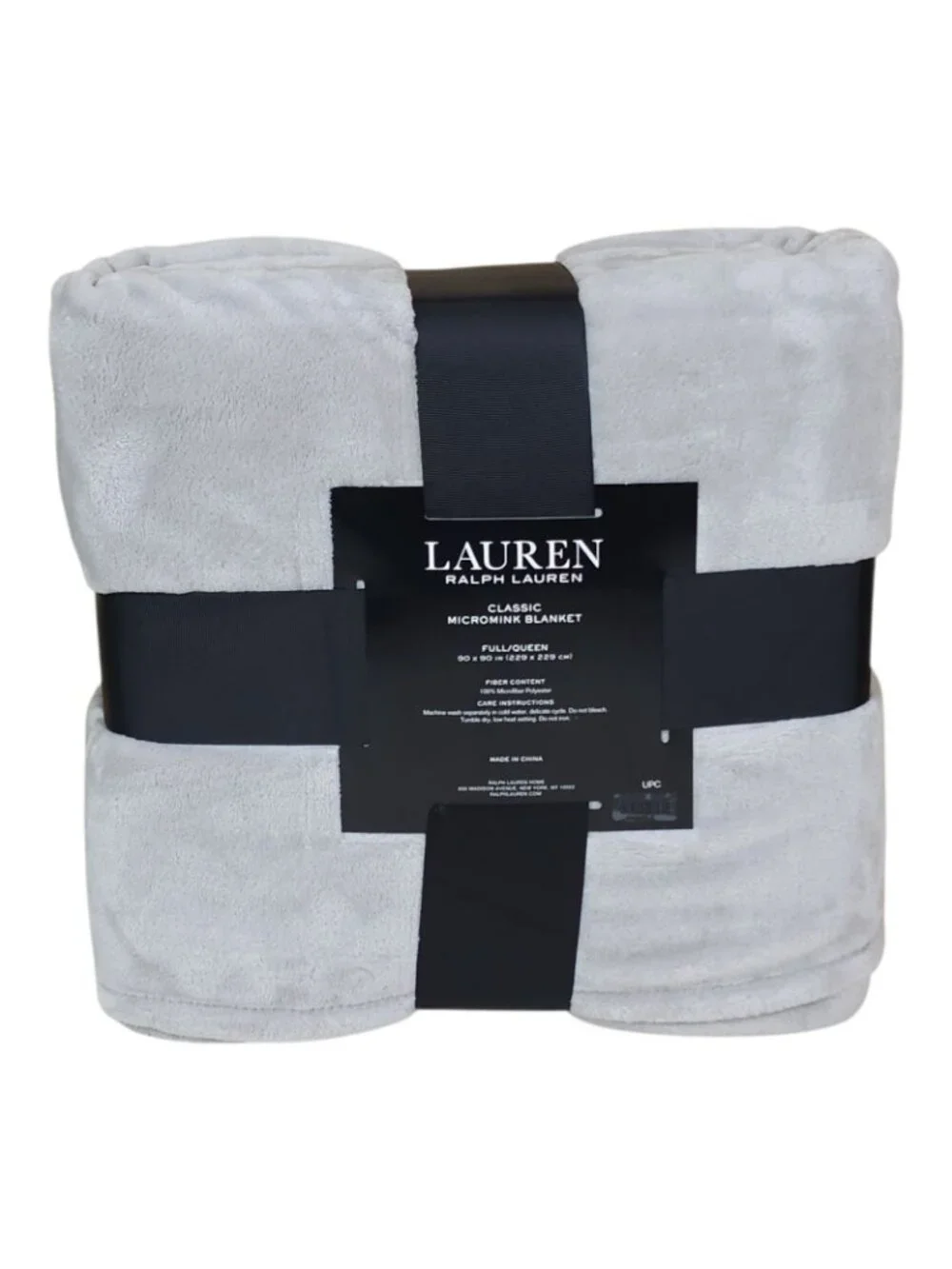 Lauren Ralph Lauren Classic Micromink Blanket Queen 90x90 Luxuriously Soft Gray